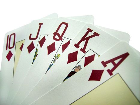 Poker hand - diamonds royal flush close-up
