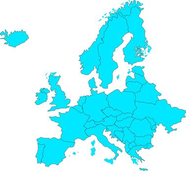 map of Europe designed using illustrator - isolated background