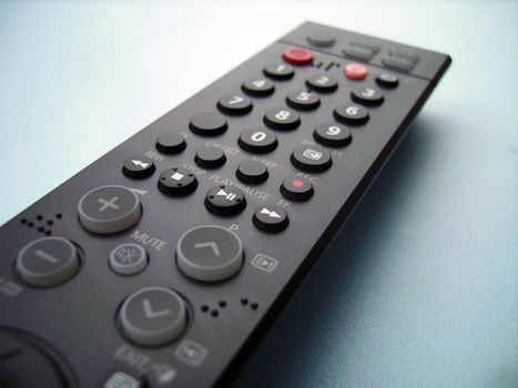 a close detail of a tv set remote control