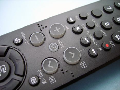 a close detail of a tv set remote control