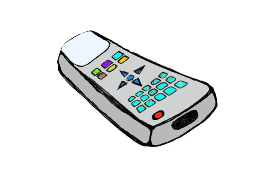 color hand draw illustration with a remote control