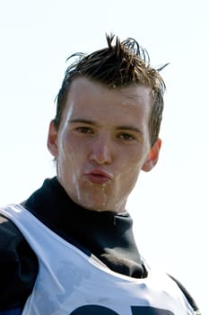 Kayaker's portrait after competition, Russia, summer 2009