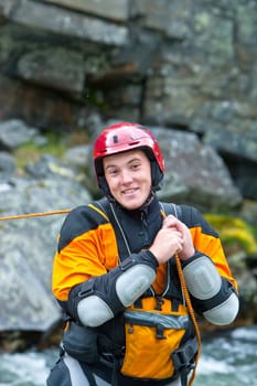 Kayaker on the riverside, Norway, summer 2010