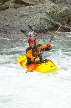 Kayaking. Waterfalls in Norway. July 2010