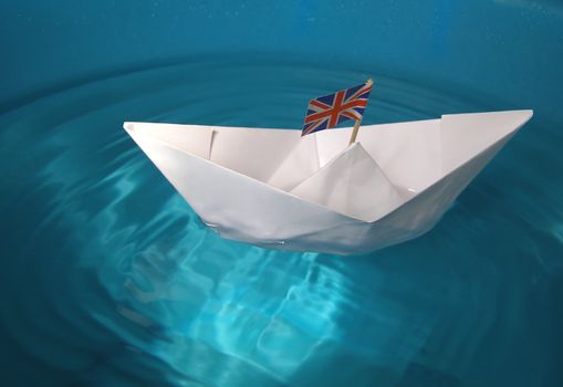 Paper ship with Union Jack UK Flag