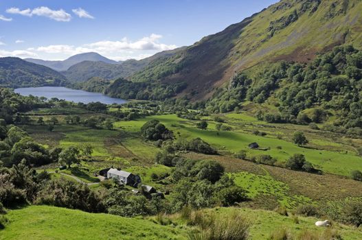 View of Llyn Gwynant in Snowdonia National Park Gwynedd North Wales