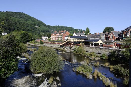 View of Llangollen in Denbighshire Wales UK