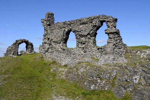 View of Castell Dinas Bran above Llangollen in Denbighshire Wales UK