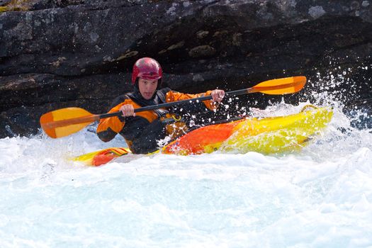 Kayak trip on the waterfalls in Norway. July 2010