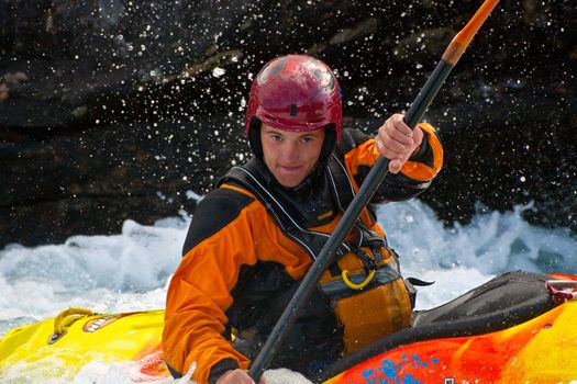 Kayak trip on the waterfalls in Norway. July 2010