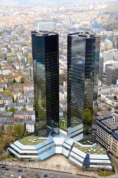 The Deutsche Bank Twin Towers in Frankfurt, Germany
