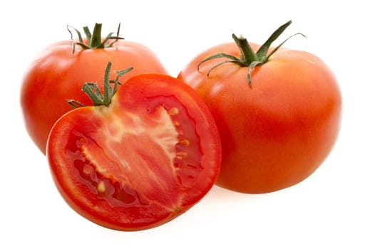 Tomatoes on white background. Simple and effective anti-oxidants