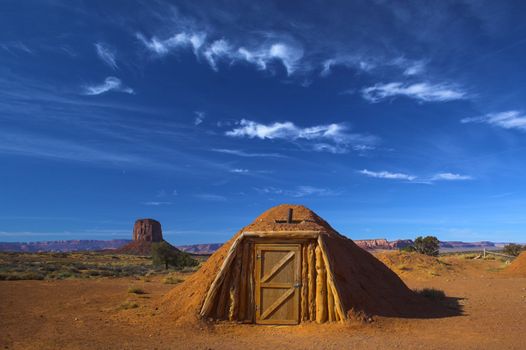 Hogan, the traditional Navajo red clay earth house