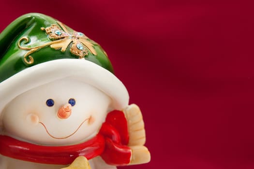 Christmas card with a snowman for congratulations
