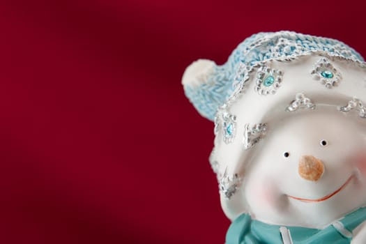 Christmas card with a snowman for congratulations