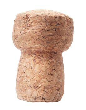 Cork from a bottle of wine isolated on white background