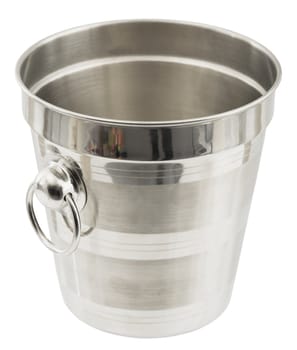 Metal bucket for pieces ice on the white