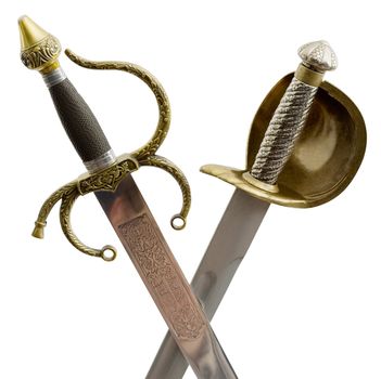 Two cross shaft of ancient saber and sword