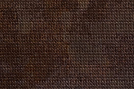 Texture of the old rusty metal. Cells are in the shape of a hexagon.