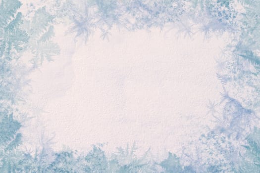 Winter frame. Consists of the texture of snow in the center and the edges of the ice patterns. Cool colors and low contrast.