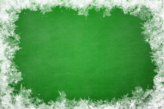 Winter frame of gleaming ice, in the center of the composition aged textured background