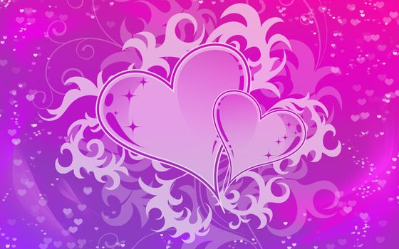 Background for valentine in delicate colors with hearts in the center of the composition