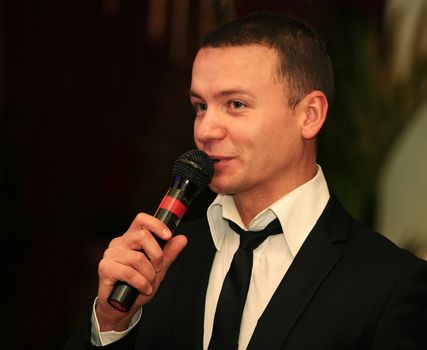 MOSCOW - DEC 25 : Russian actor Alexander Oleshko a show in Moscow in December 25, 2008.