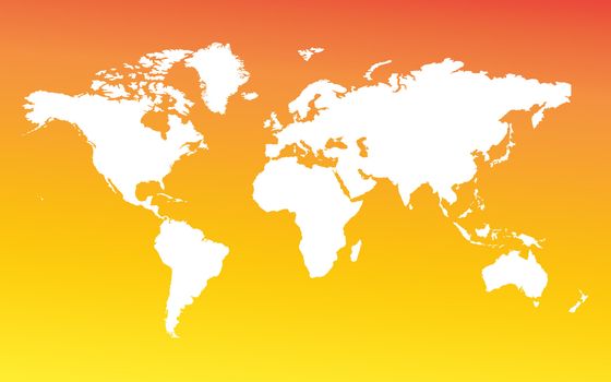 Map of the whole world. Images of all continents and oceans on a flat
