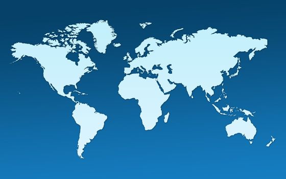 Map of the whole world. Images of all continents and oceans on a flat