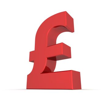 shiny and glossy red 3D pound currency symbol