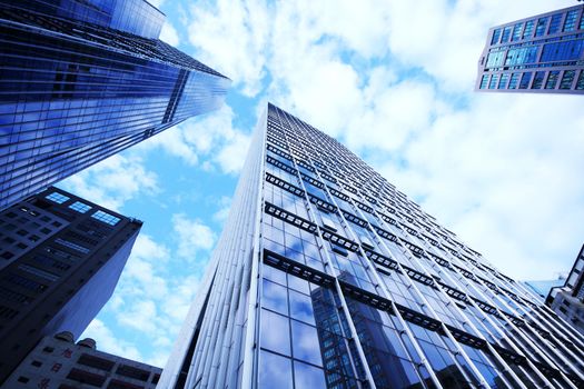 modern glass silhouettes of skyscrapers , hong kong