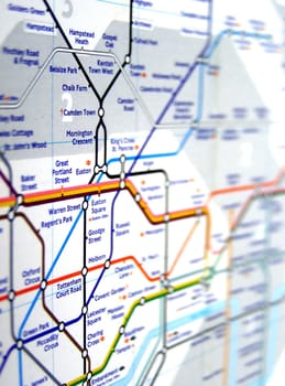 Tube map of the London Underground subway metro network