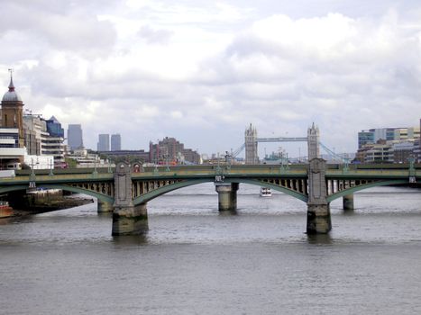 View of river Thames and Tower Bridge, London