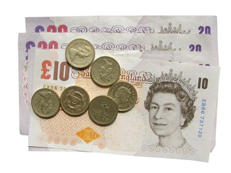 British Pounds banknotes and coins