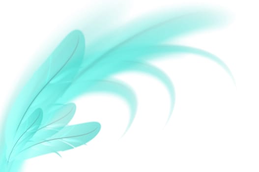 Abstract blue feathers illustration on white background