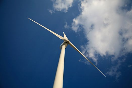 A modern wind turbin creating green energy
