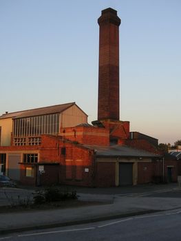 factory with the dusk light shininig on it