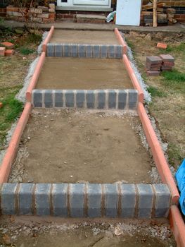 stage of a block paved step construction