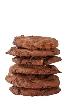 Tower of homemade cookies isolated on white background