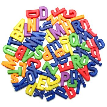 English alphabet letters in plastic toy characters