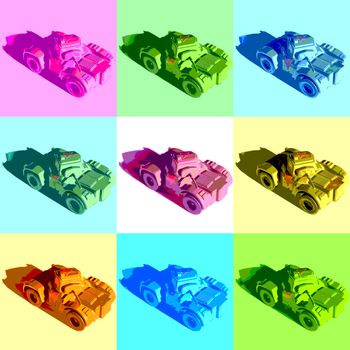 Russian tanks illustration in pop art style