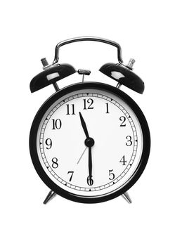 Clock shows half past eleven isolated on white background