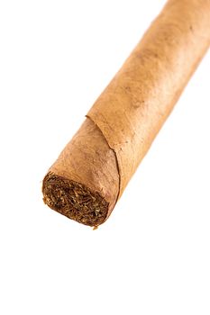 Part of brown cigar isolated on white