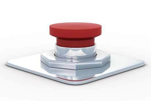 red button on a white background. 3D image