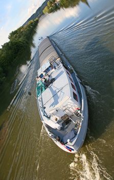 A cargo ship on a river in Germany
