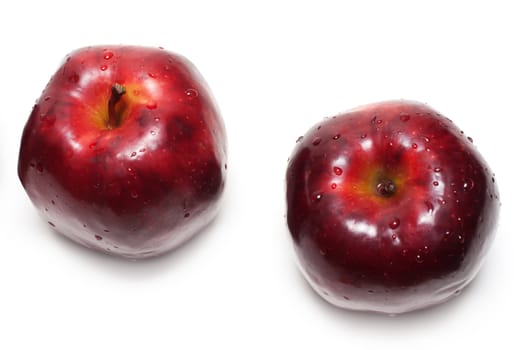 Two apples with drop of water insulated on white background