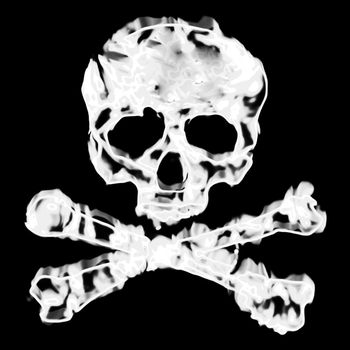 Skull and cross bones illustration isolated over a black background.