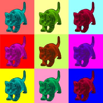 Pop art style illustration of a cat