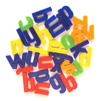 English alphabet letters in plastic toy characters