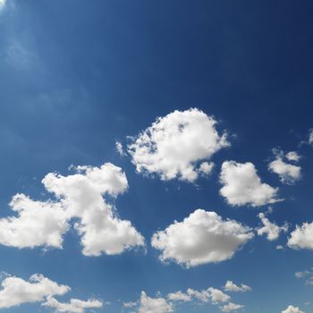 Cumulus cloud formation in blue sky.